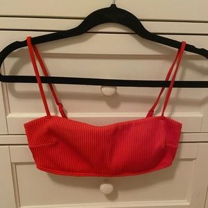 Hollister red ribbed square-neck bikini top